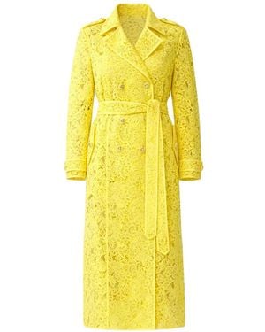 CAMILLA Lady Limonada Lace-Design Double-Breasted Trench Coat - Yellow