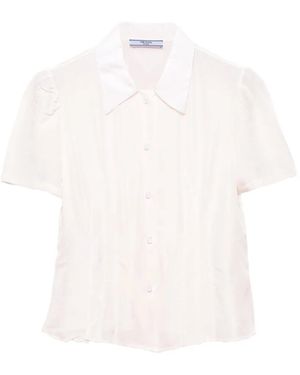 Prada Garment-Dyed Washed Silk Shirt - White