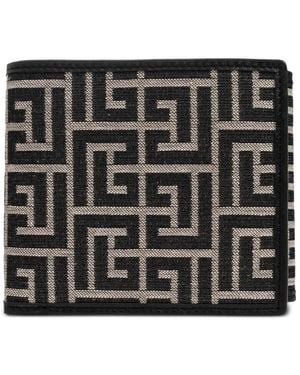 Balmain Canvas-Portemonnaie Mit Monogramm - Schwarz