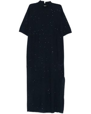 Antonelli Robe Mi-Longue Garofano En Maille À Sequins - Blue