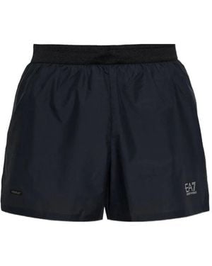 EA7 Logo-Print Training Shorts - Blue