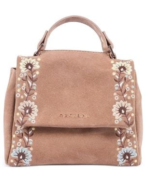 Orciani Floral-Embroidered Shoulder Bag - Pink