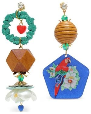 Amir Slama Parrot-Motif Earrings - Blue