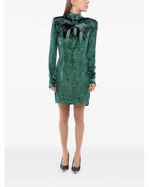 Balmain Velvet-Finish Dress - Green