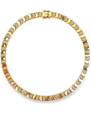 Lady D World Lunar Glow Crystal-Embellished Crescent-Link Necklace - Metallic