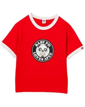 AAPE BY A BATHING AP Contrast-Trim Graphic T-Shirt - Red