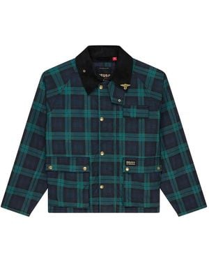 Deus Ex Machina Check-Pattern Corduroy-Collar Shirt Jacket - Green