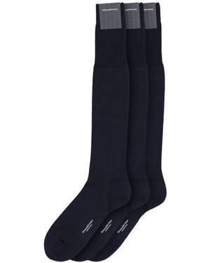 ZEGNA Ribbed-Knit Knee-High Socks - Blue