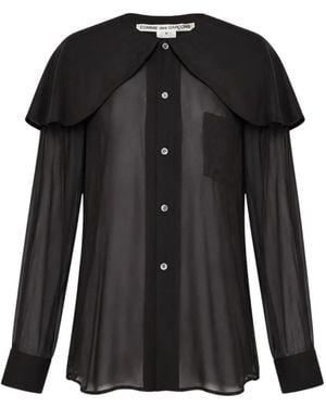 Comme des Garçons Cape-Panel Sheer Blouse - Black