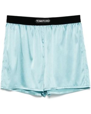 Tom Ford サテン パジャマショートパンツ - ブルー