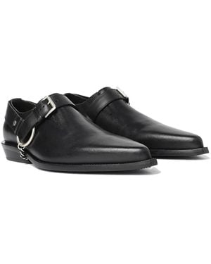 Ann Demeulemeester Pointy Buckle-Detail Leather Monk Shoes - Black
