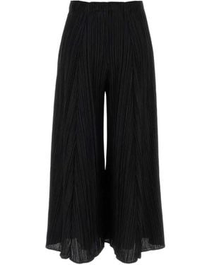 Pleats Please Issey Miyake Pleated Palazzo Trousers - Black