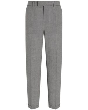 Dolce & Gabbana Houndstooth-Pattern Tailored Trousers - Grey