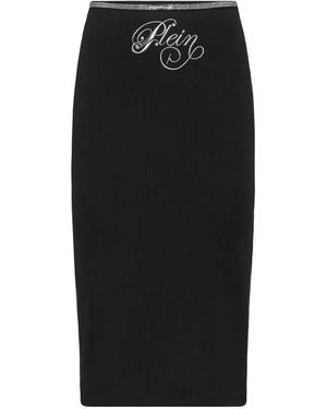 Philipp Plein Gonna Midi Signature - Nero