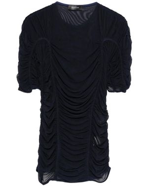 Mugler Top de malla con manga corta - Negro