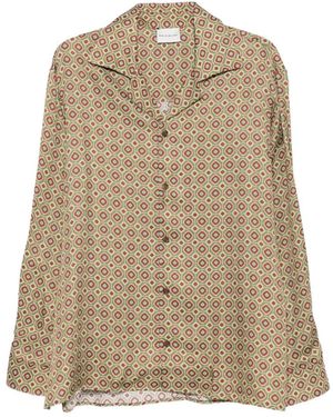 Drole de Monsieur Geometric-Pattern Shirt - Natural