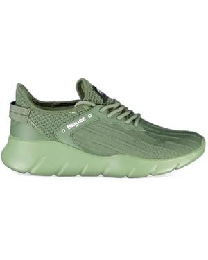 Blauer Knitted Lace-Up Sneakers - Green