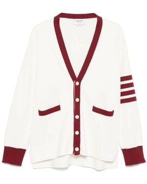 Thom Browne 4-Bar Stripe Cotton Cardigan - Red