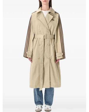 adidas Stripe Belted Coat - Natural