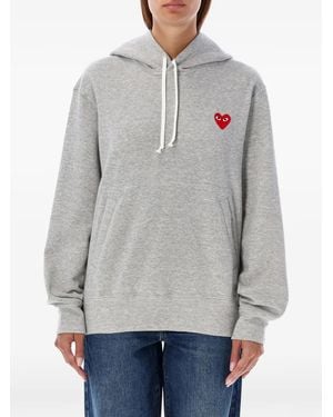 COMME DES GARÇONS PLAY Heart-Patch Drawstring Hoodie - Gray
