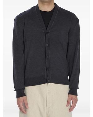Jacquemus Gerippter Cardigan mit Logo-Stickerei - Blau