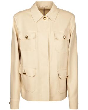 Max Mara Button-Up Cotton Shirt Jacket - Natural