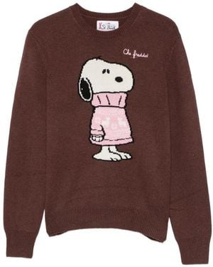 MC2 Saint Barth Snoopy-Intarsia Crew-Neck Jumper - Brown