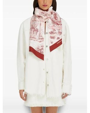 Ferragamo Voyage-Print Silk Bandeau - White