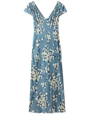 RIXO London Midi-Jurk Met Bloemenprint - Blauw