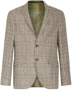 Etro Checked Houndstooth Blazer - Green