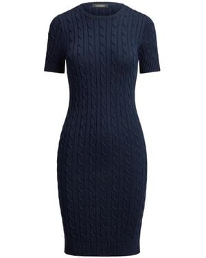 Ralph Lauren Cable-Knit Short-Sleeve Mini Dress - Blue