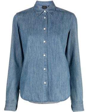 Aspesi Fitted Button-Down Denim Shirt - Blue