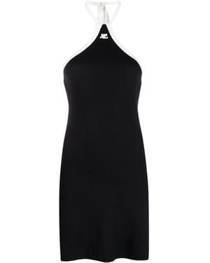 Courreges Logo-Embroidered Cotton Dress - Black