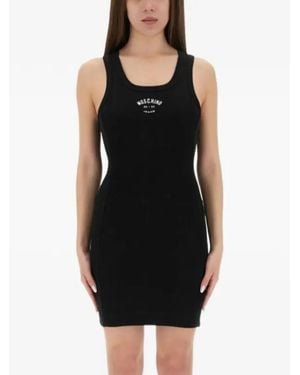 Moschino Logo-Embroidered Maxi Dress - Black