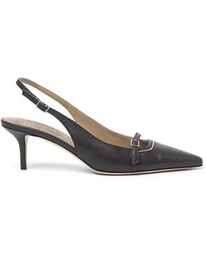 Peserico Slingback Leather Court Shoes - Metallic