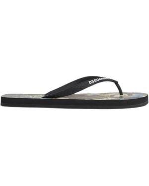 DSquared² Monkey Business Flip Flops - Black