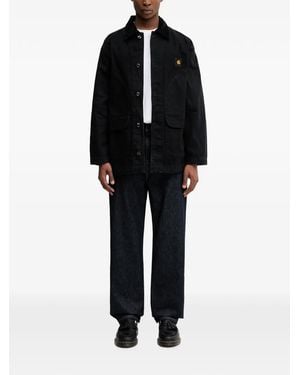 Carhartt Prescott Corduroy-Collar Logo-Patch Jacket - Black