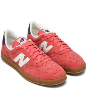 New Balance T500 Logo-Patch Trainers - Pink