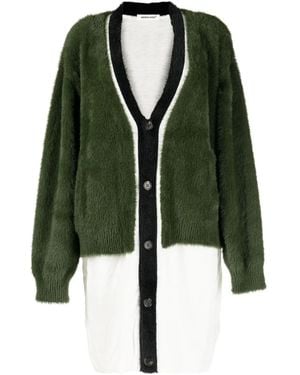 Undercover Layered-Design V-Neck Cardigan - Green