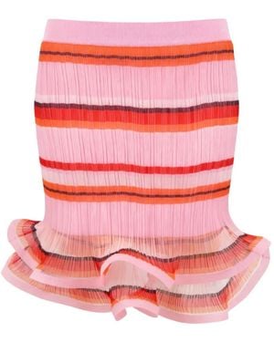 Jonathan Simkhai Minifalda A Rayas Con Volantes - Rosa
