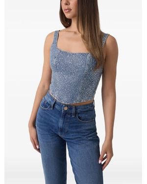 Guess Rhinestones Denim Corset - Blue