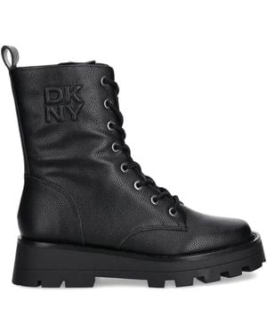 DKNY Sejal Lace-Up Lug-Sole Boots - Black