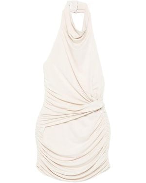 ANDAMANE Stella Halter-Neck Ruched Dress - White