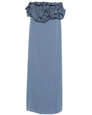 Max Mara Strapless Ruffled-Bodice Maxi Dress - Blue
