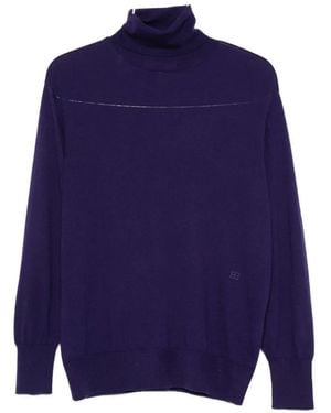 Bompard Turtleneck Sleeve-Vent Sweater - Blue