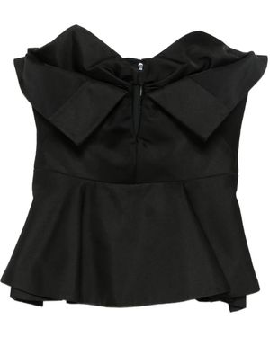 McQueen Bow-Detailed Peplum Top - Black