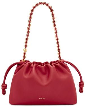 Loewe Flamenco Chain Handle Medium Shoulder Bag - Red