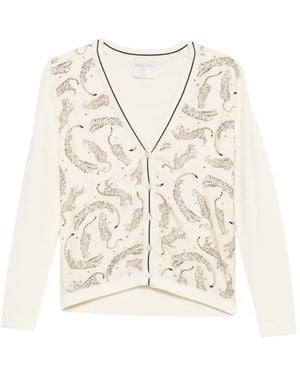 forte_forte Leopard-Print Cardigan - White