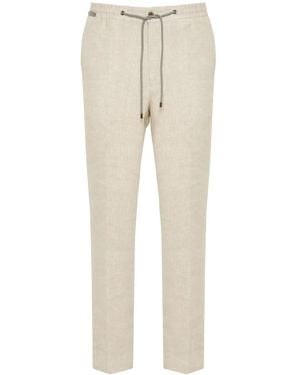 Corneliani Drawstring Linen Trousers - Natural