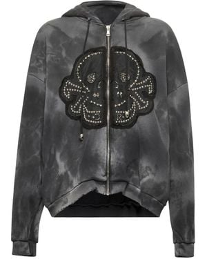 John Richmond Tie-Dye Embellished Hoodie - Grey